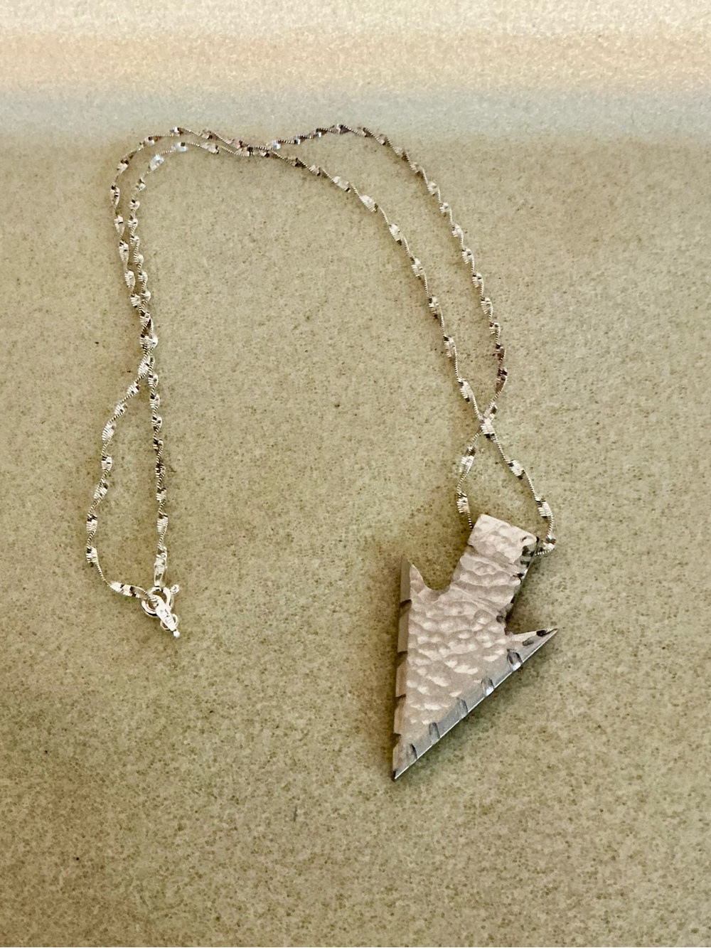 Hammered Silver Arrowhead Pendant Necklace - 20”